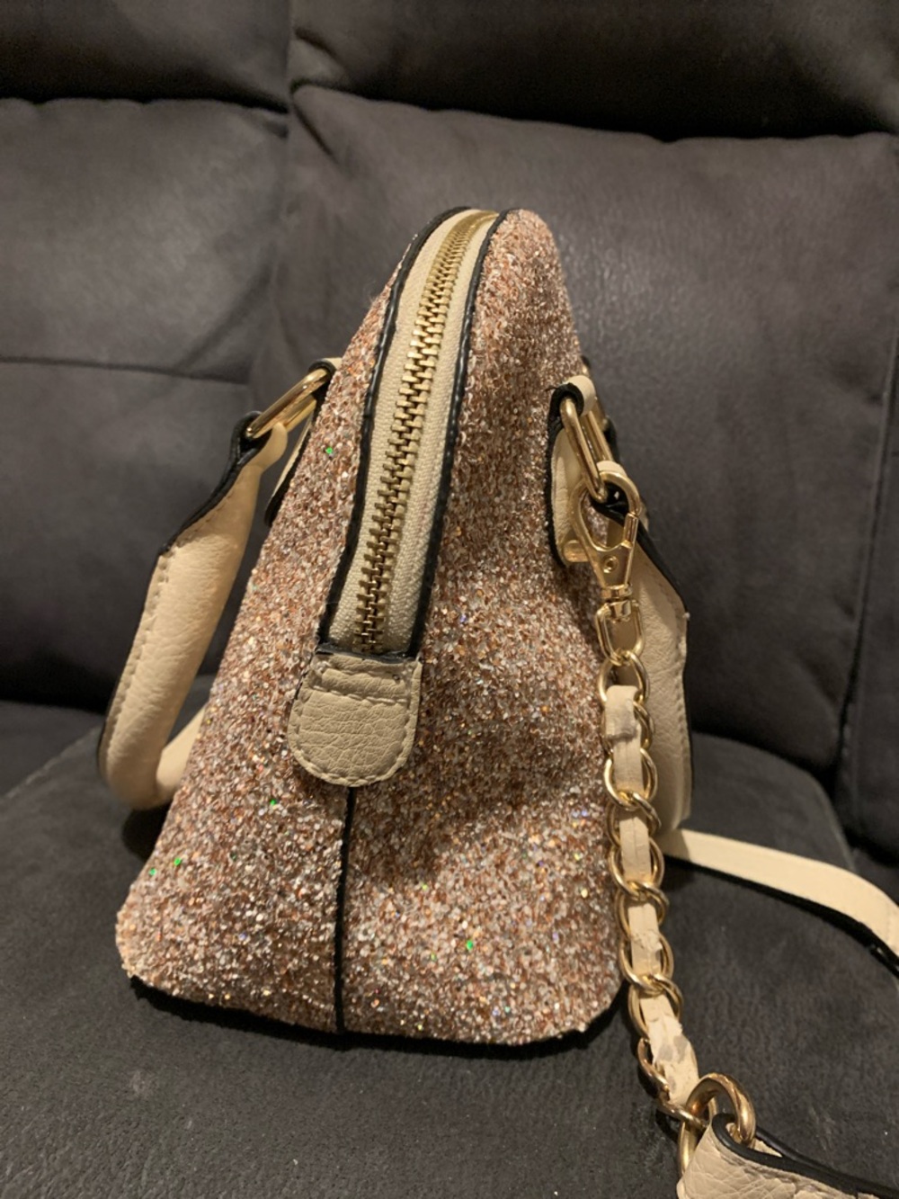 Aldo Glitter Dome Mini Bag in Beige with Gold Hardware - Picture 6 of 8